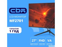 CBR LCD Монитор 27" MF-2701 безрамочный, VA, FHD 1920x1080, 75Гц, 1*VGA, 1*HDMI, внешний БП, черный, кабель 1*HDMI 1.5м в комплекте [LCD-MF2701-OPC]
