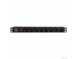 Rexant 04-0307 Блок розеток 19", 1U, 16А, 8 розеток, корпус пластик, без шнура питания
