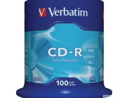 Verbatim  Диски CD-R  100 шт. 48/52-x 700Mb, Cake Box ( 43411)