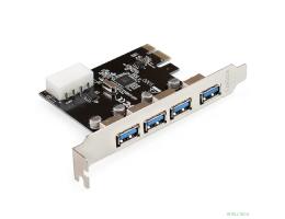 Exegate EX298943RUS Контроллер ExeGate EXE-314 v2.0 (PCI-E x1 v2.0, 4*USB3.0 ext., разъем доп.питания Molex, VIA Labs Chipset VL805)