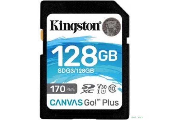 SecureDigital 128Gb Kingston Canvas Go Plus SDXC UHS-I U3 V30 (170/90 Mb/s) SDG3/128GB