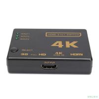ORIENT HDMI 4K Switch HS0301H-IR 3->1, HDMI 1.4/3D, UHDTV 4K(3840x2160)/HDTV1080p/1080i/720p, HDCP1.2, внешний ИК приемник, пульт ДУ, питание от HDMI, пл.корпус (30675)
