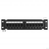 Настенная патч-панель NEOMAX [NM-PP-WM12P-UC5E-D-111-BK] 12 портов, кат.5E, UTP, Dual IDC, цвет черный