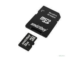 Micro SDHC карта памяти Smartbuy 32GB Class 10 (с адаптером SD) (SB32GBSDCL10-01LE)
