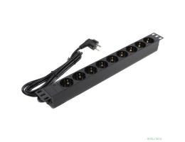 Exegate EX280849RUS Блок розеток ExeGate ServerPro PDU-19H903 Al-9S-EU2, 19",1U,алюм, 9Schuko, евровилка, 2м