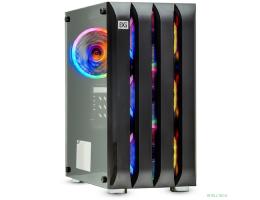Exegate EX294383RUS Корпус Minitower ExeGate Mistery R3 (mATX, без БП, 2*USB+1*USB3.0, аудио, черный, 4 вент. 12см с RGB подсветкой, боковая панель - закаленное стекло)