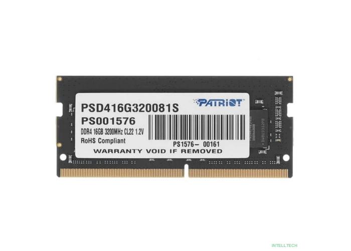 Модуль памяти для ноутбука SODIMM 16GB PC25600 DDR4 PSD416G320081S PATRIOT