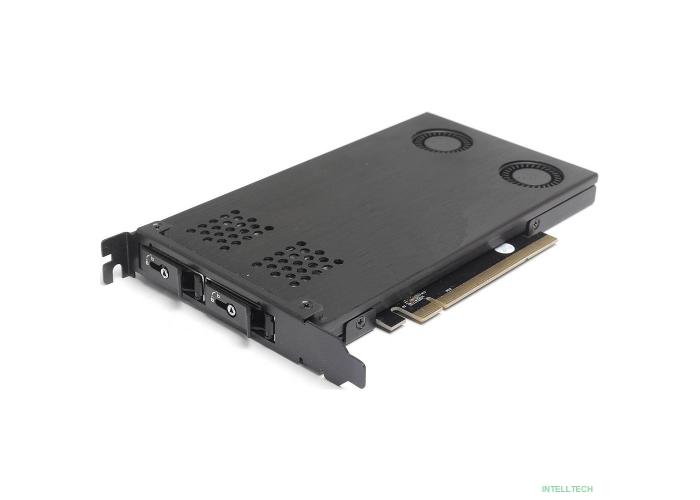 Procase P2-102-M2-BK Корзина 2*M.2 NVMe Gen4 SSD(length 2242/2260/2280 ),PCIe x4 NVMe and PCIe-AHCI M.2 SSD (черный) hotswap mobie rack module (1x expantion slot),FH