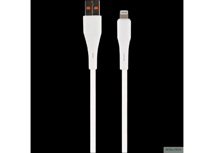 PERFEO Кабель USB A вилка - Lightning вилка, 2.4A, белый, силикон, длина 1 м., ELASTIC (I4338)