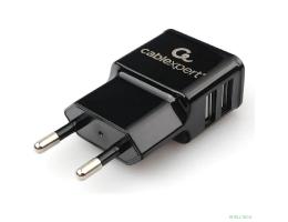 Cablexpert Адаптер питания 100/220V - 5V USB 2 порта, 2.1A, черный (MP3A-PC-12)