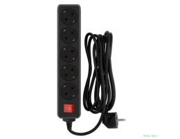 PC PET Сетевой фильтр AP01006-3-B 3м (5 розеток, EURO, EURO/RUS), черный {619894}