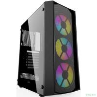Powercase CMRMX-L3 Корпус Rhombus X3 Mesh LED, Tempered Glass, 3x 120mm 5-color fan, чёрный, ATX  (CMRMX-L3)