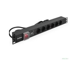 Exegate EX280834RUS Блок розеток ExeGate ServerPro PDU-19H609 Al-6S-C14-2, 19",1U,алюм, 6Schuko, кабель с C14 2м, SPD1