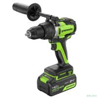 Greenworks GD24DD140 Дрель-шуруповерт аккумуляторная,  24V, 70/140Нм,Anti-kickback,2х4Ач,ЗУ,кор [3707607CUD]