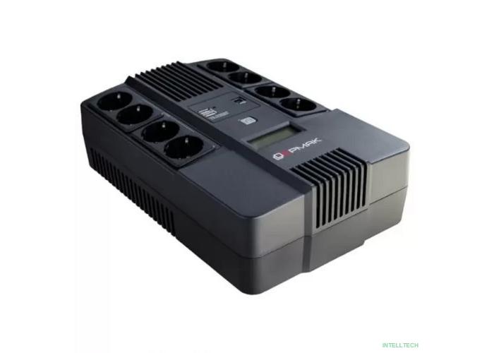 Ермак ИБП Линейно-интерактивный 800 ВА/480 Вт, 8xSchuko: 4 с батарейной поддержкой и 4 с фильтрацией.,  ЖК, 2 х USB (СБП ЕРМАК 220-220.0,8-32-ВН)