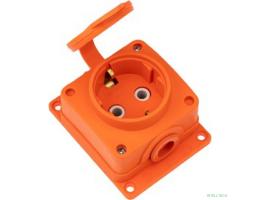 Rexant (111-225) Розетка (колодка) влагозащищенная с крышкой 1 гнездо COMPACT, с/3, 16А, IP54, каучук, оранжевая