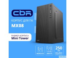 CBR Корпус mATX Minitower MX08, без БП, 2*USB 2.0, HD Audio+Mic, Black [PCC-MATX-MX08-WPSU]