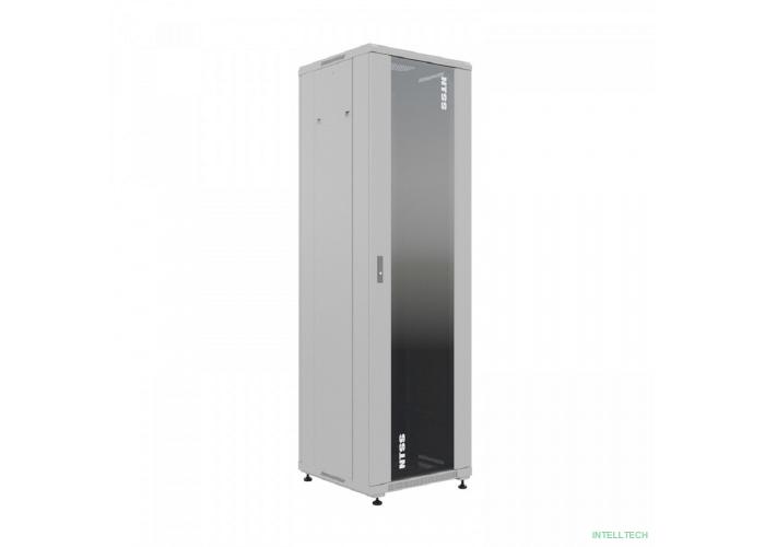 NTSS Шкаф напольный универсальный серверный NTSS R 42U 600х600мм, 4 профиля 19, двери стекло и сплошная металл, боковые стенки съемные, регулируемые опоры, разобранный, серый RAL 7035 NTSS-R42U6060GS