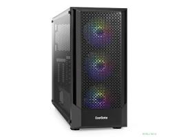 Exegate EX295765RUS Корпус Miditower ExeGate EVO-8227 (ATX, без БП, 2*USB+1*USB3.0+HD Audio, черный, 3 вент. с RGB подсветкой, боковая панель - закаленное стекло)