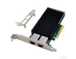 ORIENT XWT-INT540L2PE8, Сетевая карта PCI-Ex8 v2.1 2xRJ45 10Gbps Converged Server NIC, Intel X540 chipset, 10/1 Гбит/с, 2 планки крепления в комплекте (33299)