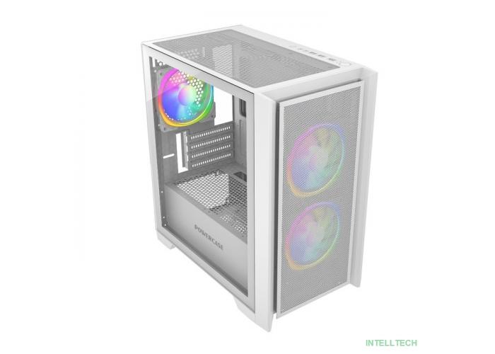 Powercase Alisio Micro Z3W ARGB, Tempered Glass, 3x 120mm ARGB fan, белый, mATX  (CAMZW-A3)