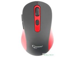 Gembird MUSW-221-R {Мышь беспров., чёрный/красный, 5кн.+колесо-кнопка, 800/1200/1600DPI, 2.4ГГц, трехуровневая система энергосбережения}