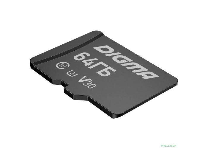 Micro SecureDigital 64GB Digma CARD30 V30 + adapter DGFCA064A03