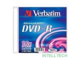 Verbatim  Диски DVD-R Verbatim 16-x, 4.7 Gb, (Slim Case) [43547] (отпускать поштучно)
