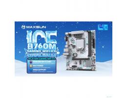 MAXSUN MS-B760M GAMING WIFI ICE (Socket 1700, mATX, 2*DDR4(64Gb), VGA/HDMI, 3*SATA3, 1*M.2, 1*PCIEx16/1*PCIEx1, 2*USB2.0, 4*USB 3.2, LAN 1*1G, Bluetooth,  Wi-Fi 802.11ac, ARGB, white, RTL)