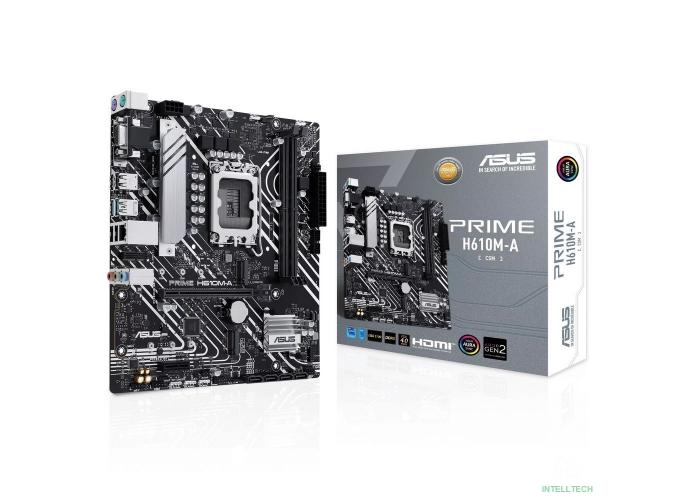 ASUS PRIME H610M-A-CSM (Socket 1700, mATX, 2xDDR5(96GB), VGA/DP/HDMI, 1xPCIe 4.0x16/1xPCIe 3.0, 1xLAN, 4xSATA 6Gb/s, 2xM.2, 1xM.2 E key, 2xUSB 3.2, 2xUSB 2.0, 2xPS/2)