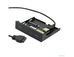 ORIENT C092, Планка портов 3.5" на переднюю панель 2xUSB Type-C + 2xUSB 3.0 (USB3.2 Gen1), 20Pin кабель 50см, металл, oem (31348)