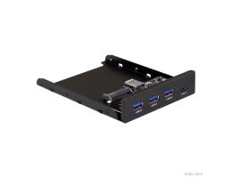 Exegate EX283579RUS Планка USB на переднюю панель ExeGate U3H-623, 3,5", 3*USB3.0+1*TypeC, черная, металл, подсоединение к мат. плате