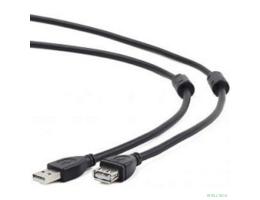 Cablexpert Кабель удлинитель USB2.0 Pro CCF2-USB2-AMAF-6, AM/AF, 1.8м, экран, 2феррит.кольца, черный, пакет