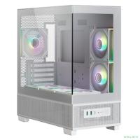 XASTRA Q500M 6ARGB-C10-UC White mATX/Aquarium/Screewless/ 6x120mm ARGB PWM FM fans/Argb+PWM HUB 10port/ Type-C/ Q500M-6FM12A-C10-UC-WH