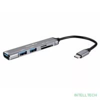 Telecom TA309C Переходник TypeC-->USB3.0+2 USB2.0+SD(2.0)+TF(2.0), Aluminum Shell, 0.15м