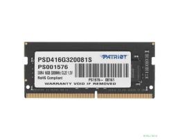 Модуль памяти для ноутбука SODIMM 16GB PC25600 DDR4 PSD416G320081S PATRIOT
