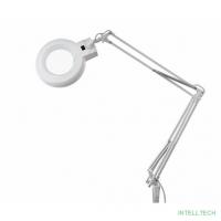 Rexant 31-0531 Лупа на струбцине  , круглая, 3D, с подсветкой 60 LED, сенсорный регулятор яркости, белая