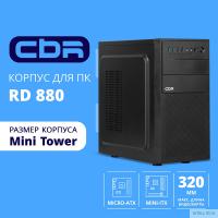 CBR Корпус mATX Minitower RD880, c БП PSU-ATX450-12EC (450W/120mm), 2*USB 3.0, 2*USB 2.0, HD Audio+Mic, кабель питания 1.2м, Black [PCC-MATX-RD880-450W]