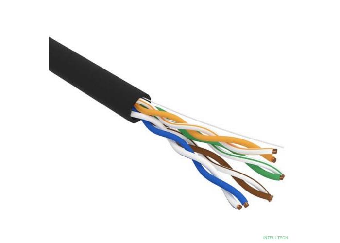 Rexant (01-0045-R) Кабель витая пара U/UTP, CAT 5e, PE, 4PR, 24AWG, OUTDOOR, SOLID, черный, 305м